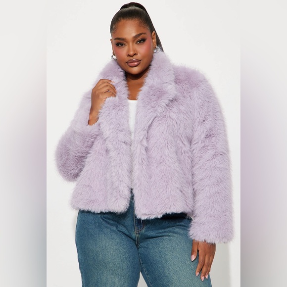 Fashion Nova Jackets & Blazers - NWT Plush Faux Fur Jacket in Lavender - Women's Cozy Coat 2X